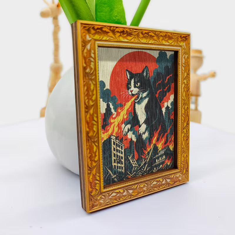 Engraved Wood Frame - Simple wooden personalized refrigerator magnet gift,
