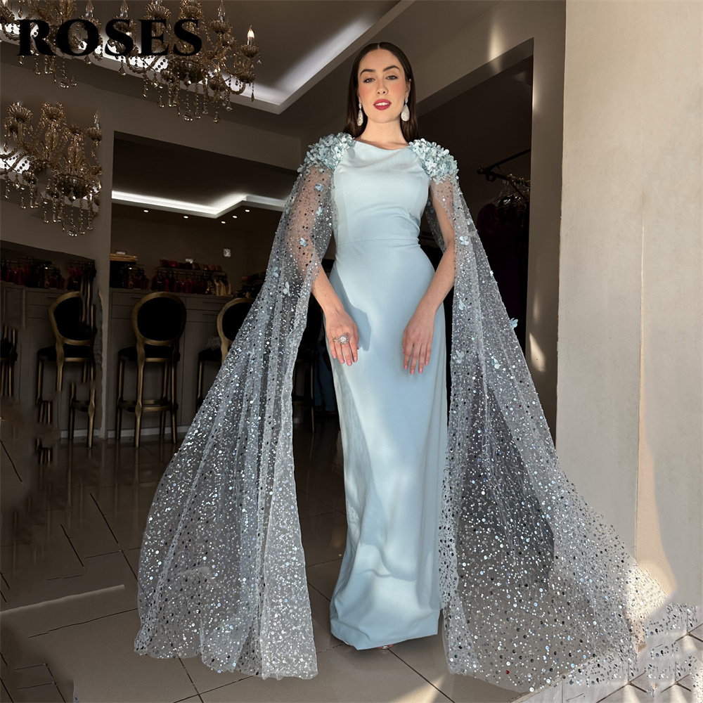 Custom Night Sky - ROSES Sky Blue Mermaid Party Dress
