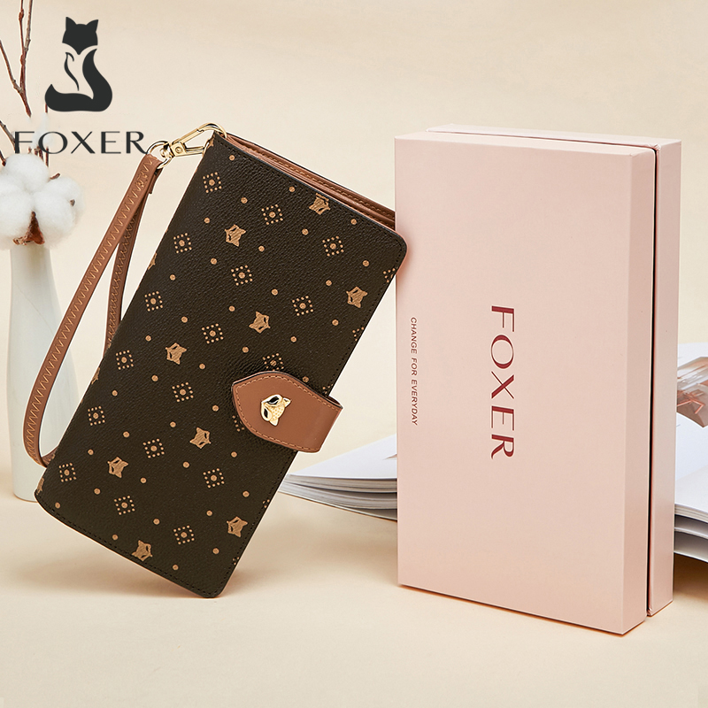 Monogram Keychain Leather - FOXER Women Long Wallet Card &