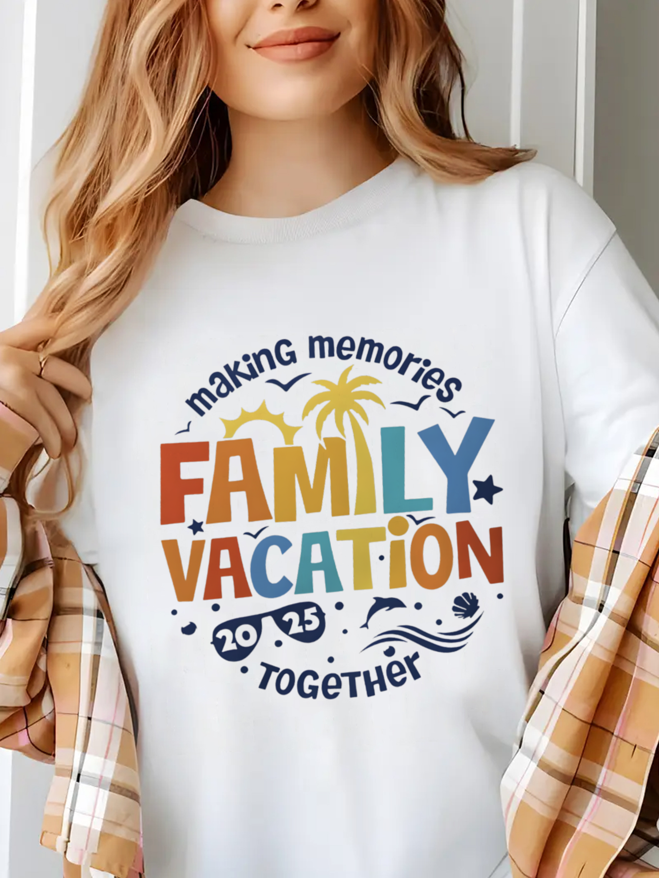 Family Tree Print - Women's White Family Vacation T-Shirt -