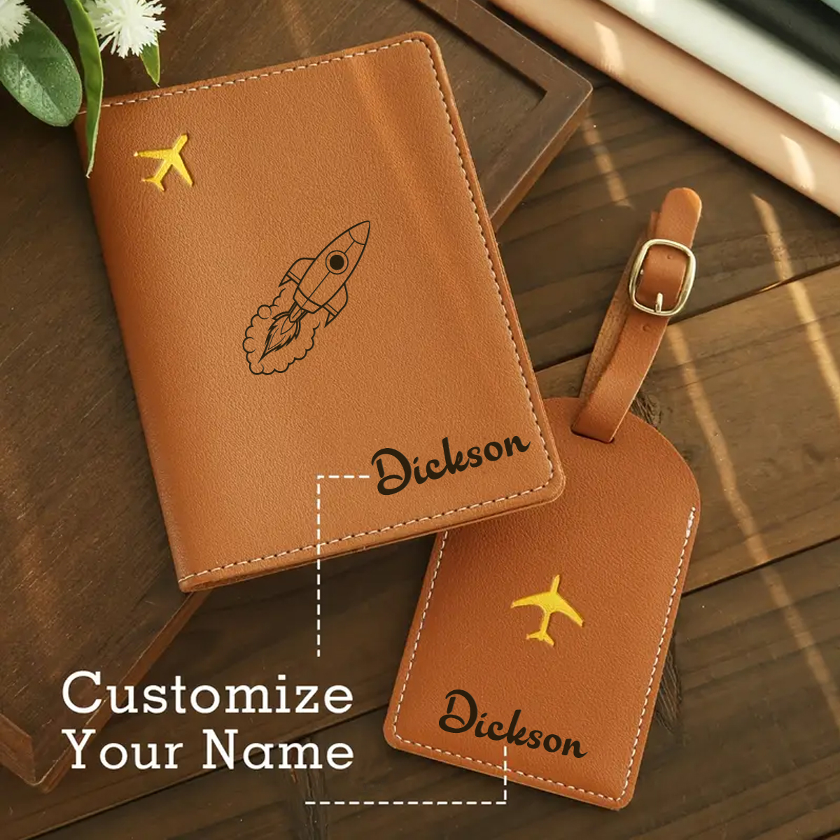 Personalized Name Box - Customized Name Luggage Tag 2pcs Gold
