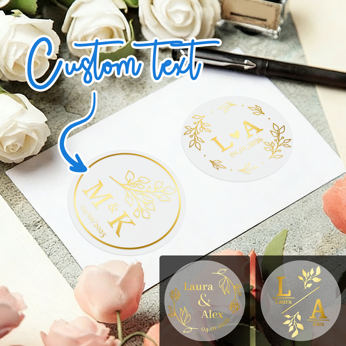 Personalised Candle Label - 30/60/120/240pcs Custom Text Round Transparent Hot