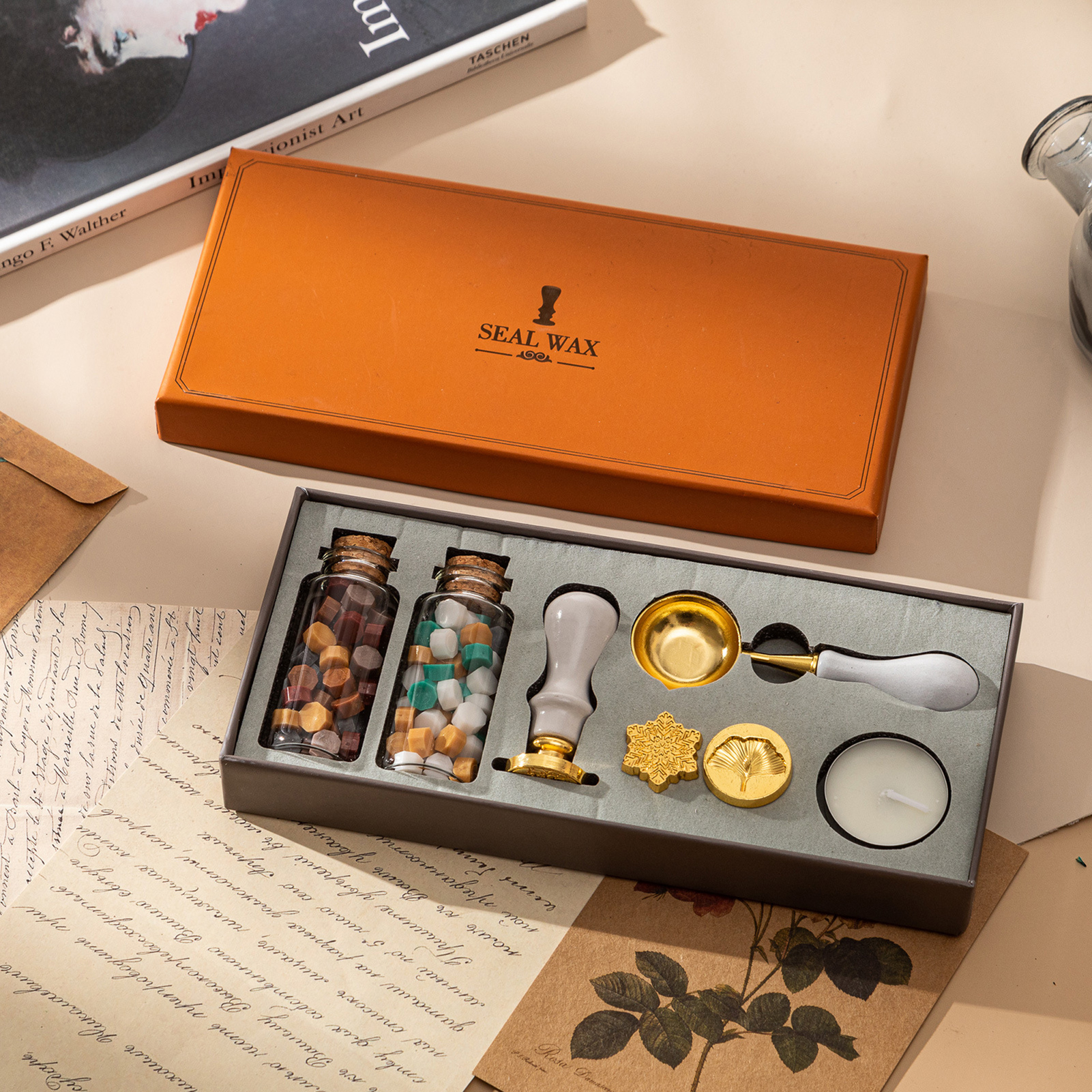 Wax Seal Letter Kit - 【HOT】Wax Seal Stamp Kit with 3pcs