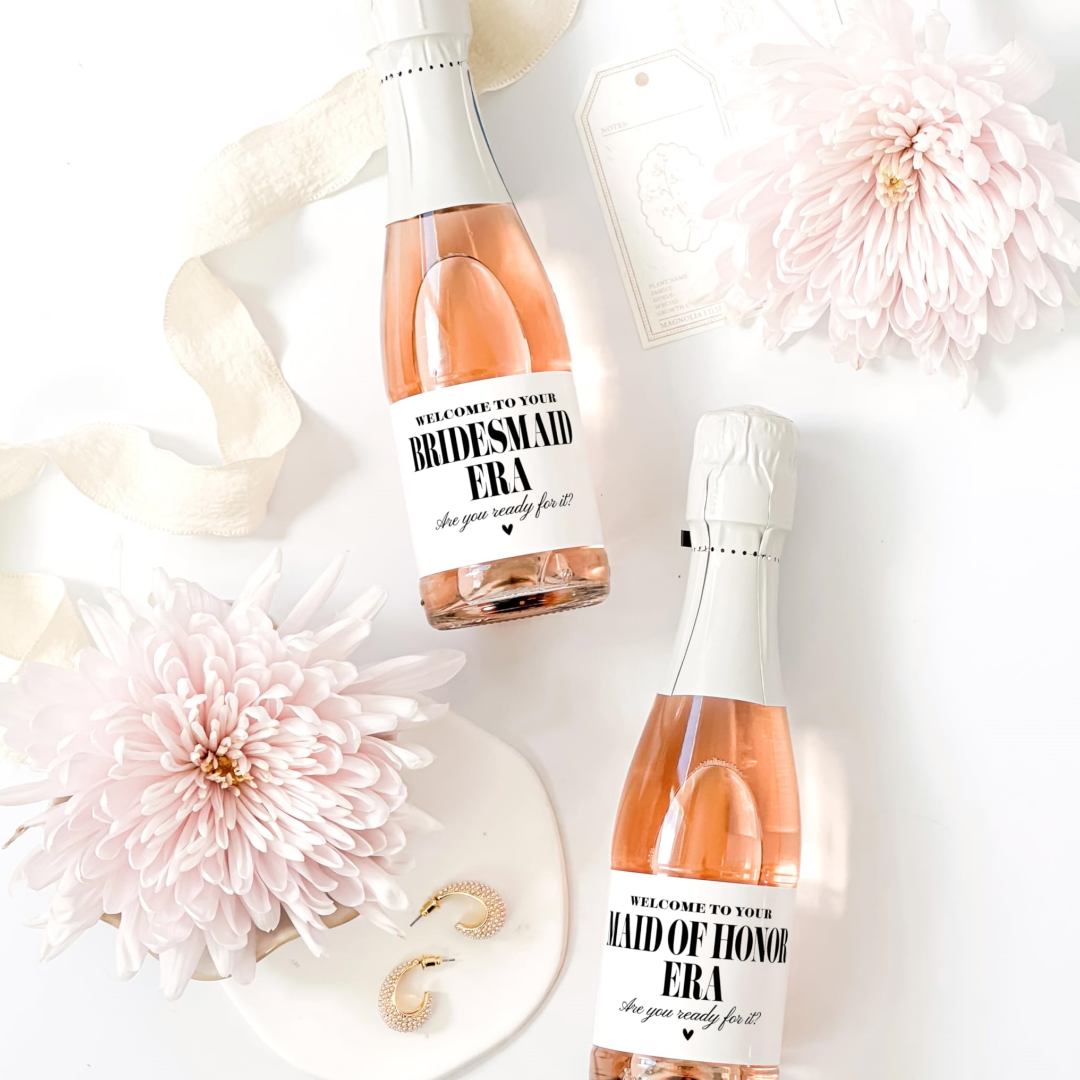 Personalised Candle Label - Bridesmaid Era Mini Champagne Labels, Set