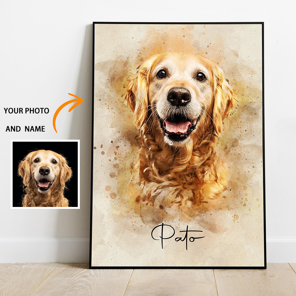 Pet Portrait Custom - Personalized Pet Portraits Photo Name Custom