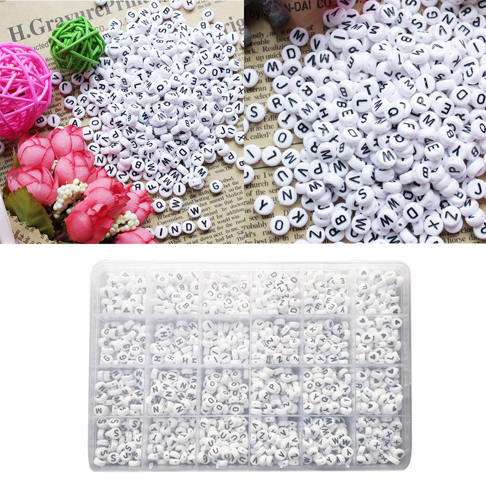 Coordinates Bracelet - 1350Pcs Oblate Letter Beads Plastic Alphabet