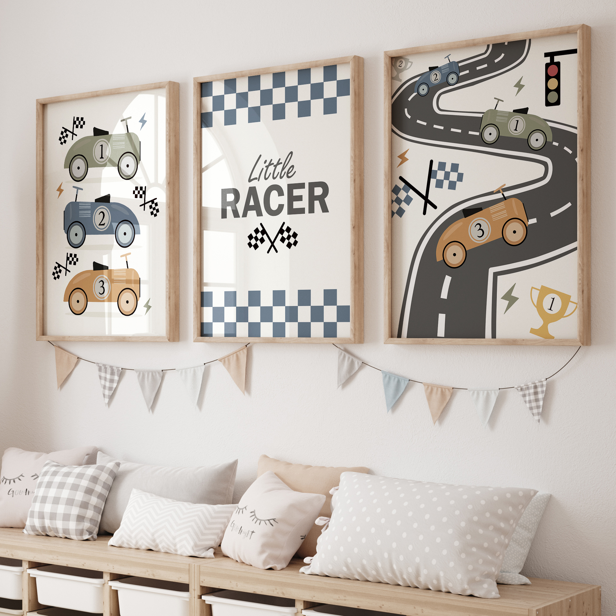 Personalized Name Box - 3pcs Minimalist,Cartoon Car Racing Track Theme