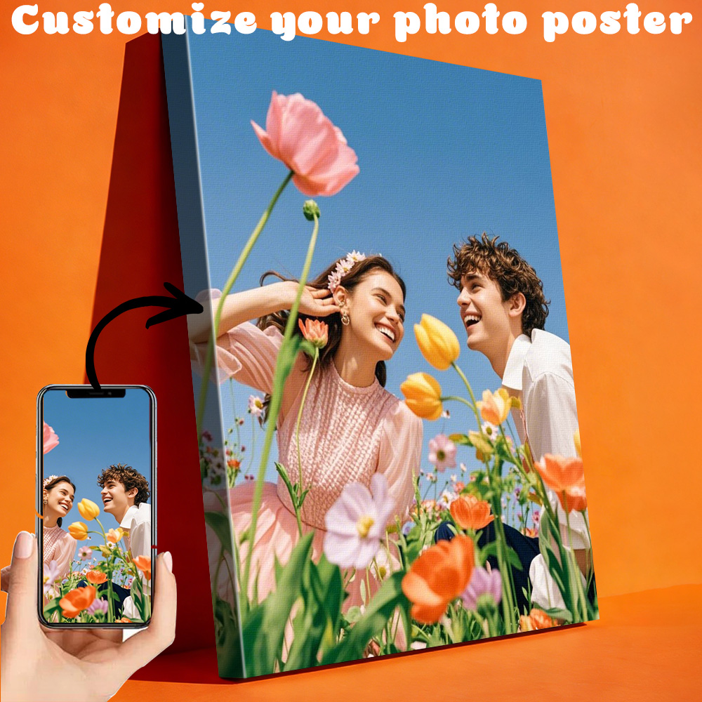 Engraved Wood Frame - 1 customized photo canvas, optional DIY