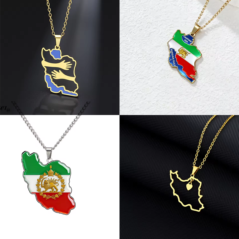 Custom Star Map - Lucktune Iran Map Pendant Necklace Stainless