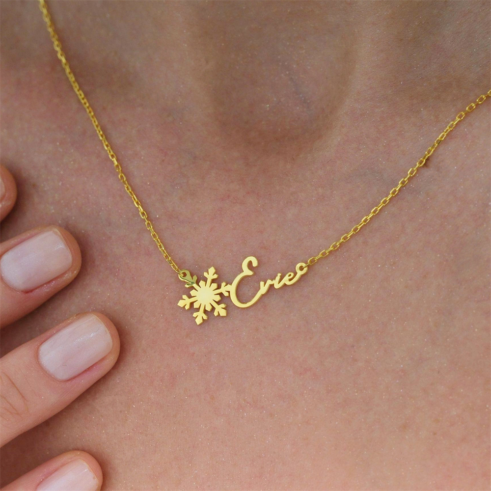 Birth Flower Necklace - Custom Simple Name Necklace Stainless Steel