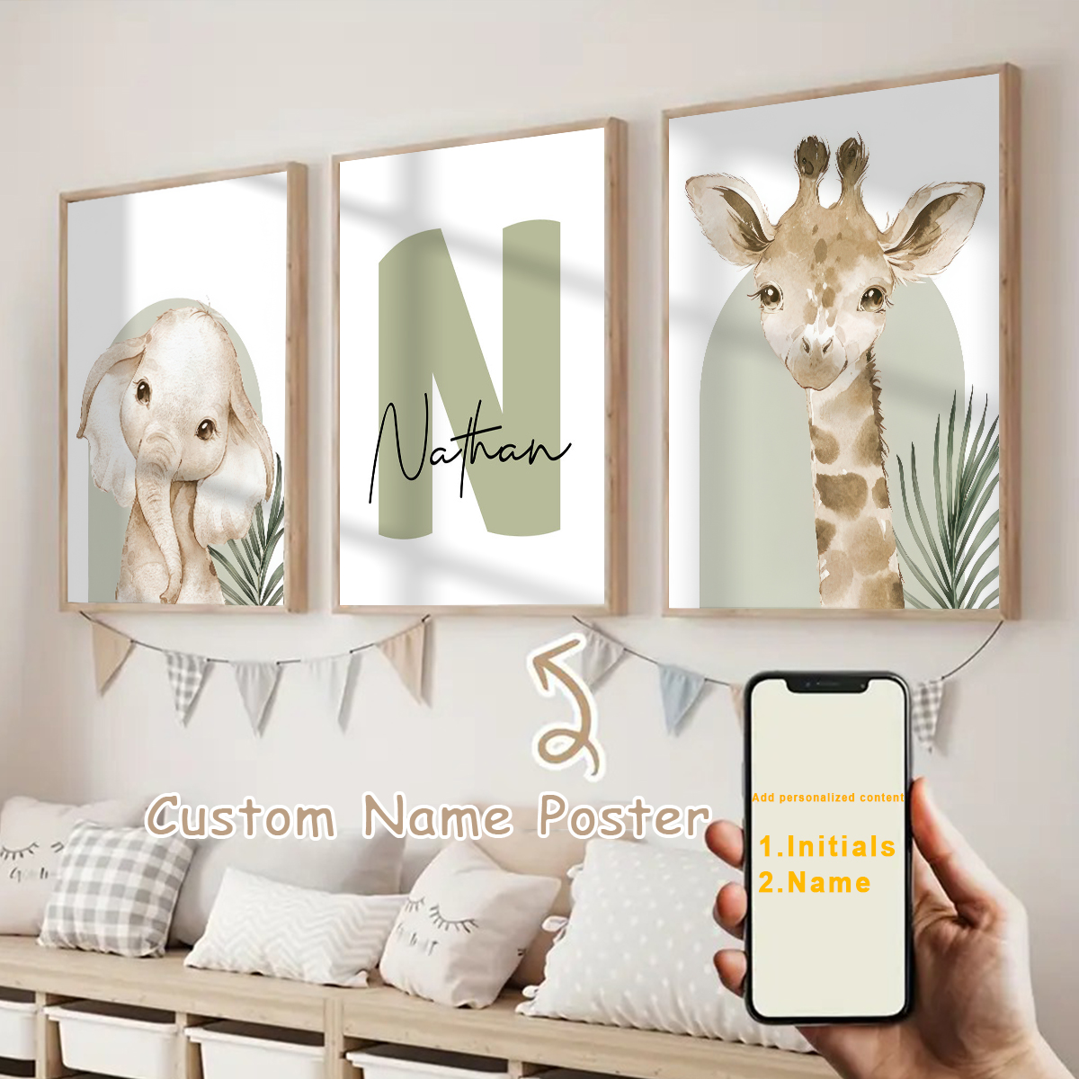 Personalized Name Box - 3pcs/set Customized Personalized Name Safari Canvas