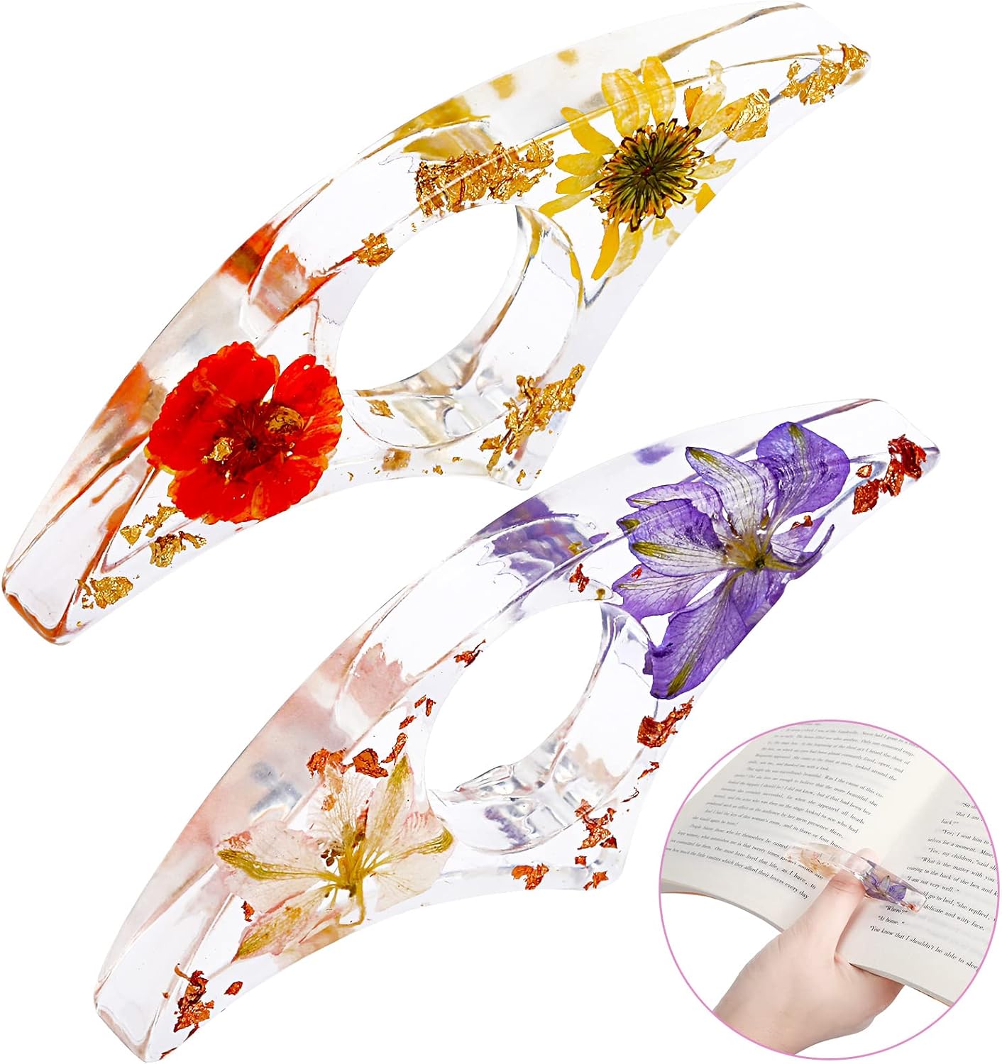 Dried Flower Bookmark - 2 Pcs Dried Flower Resin Book