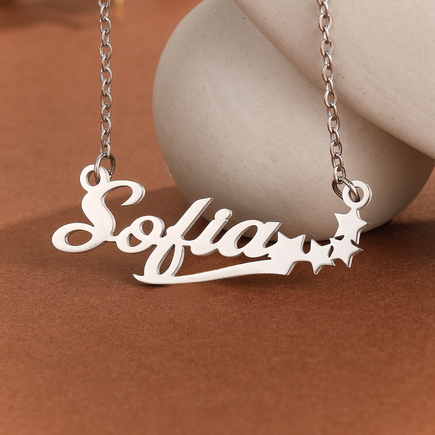 Name Necklace Custom - Stainless Steel Star Letter Pendant Necklace