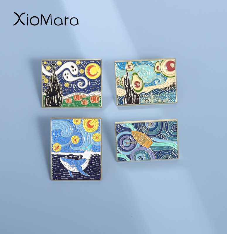Custom Night Sky - Abstract Oil Painting Enamel Pins Custom