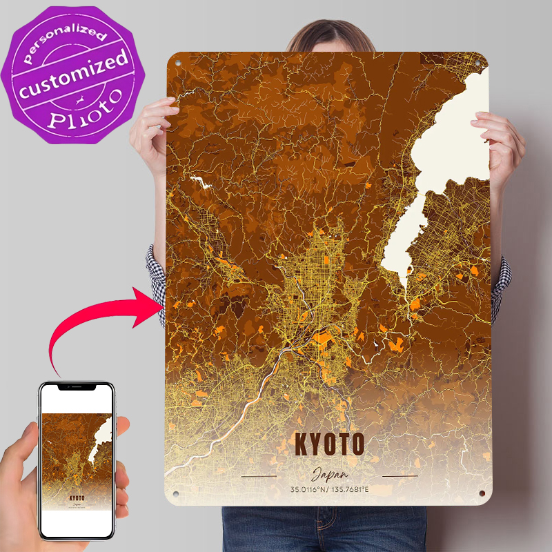 Custom Map Poster - Kyoto Japan Map Art Metal Poster