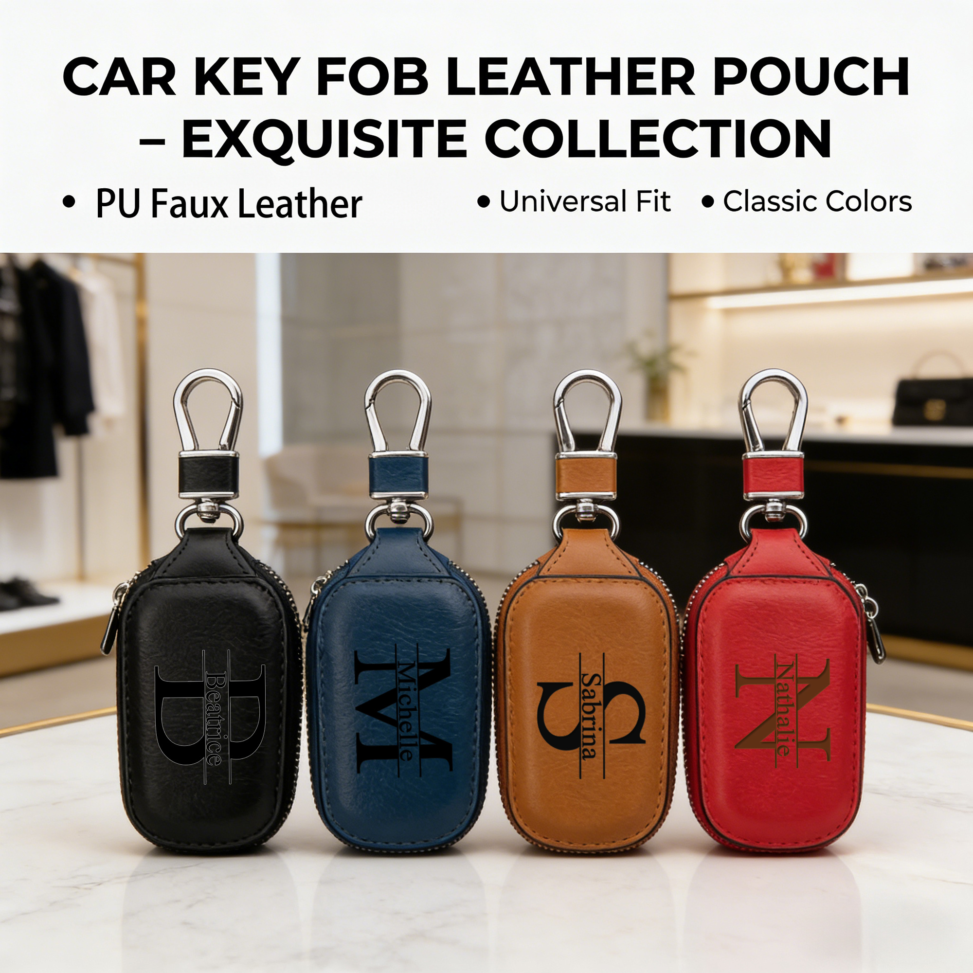 Monogram Keychain Leather - Personalized Custom Zipper Key Case DIY