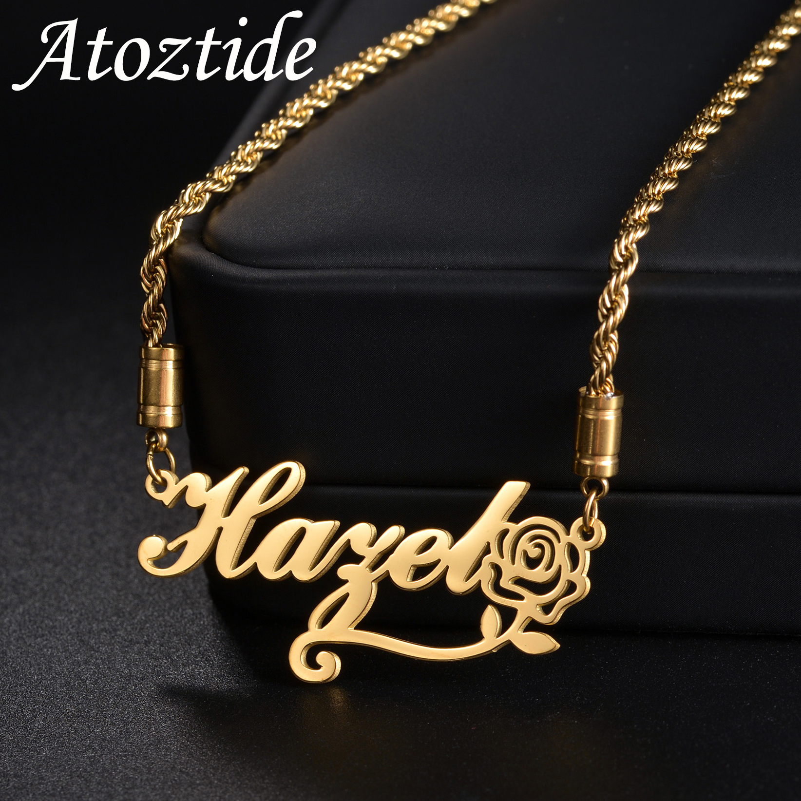 Birth Flower Necklace - Atoztide Personalized Custom Name Necklaces for