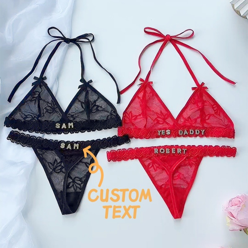 Name Necklace Custom - Custom Crystal Letter Name Thong Sexy