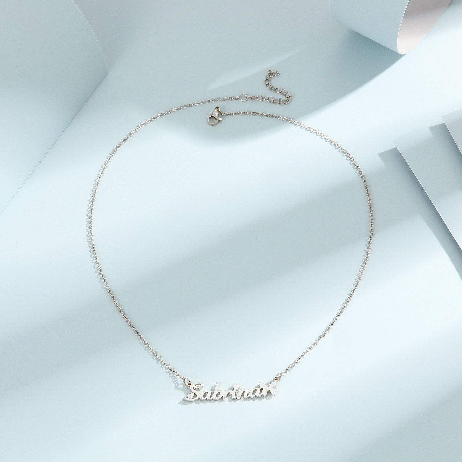Name Necklace Custom - 1pc Personalized Butterfly Name Necklace, Elegant
