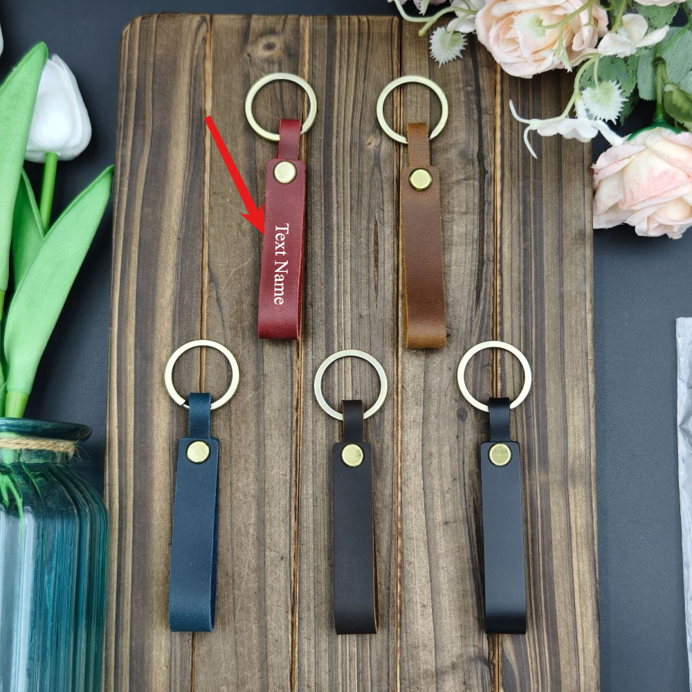 Initial Ring Custom - Customized Handmade Classic Colorful Leather Keychain