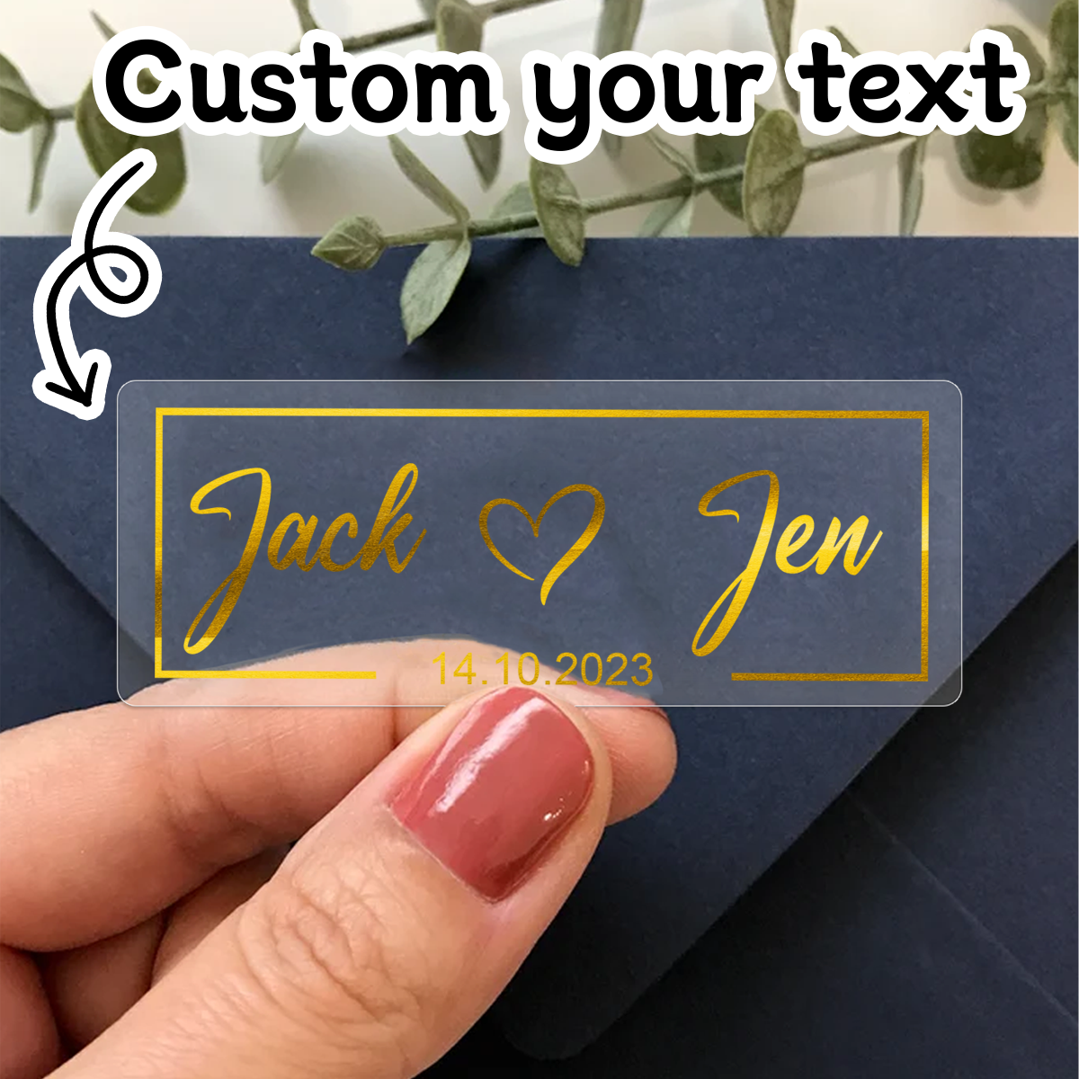 Personalised Candle Label - 30-240pcs Custom Gold Stamping Rectangle Wedding