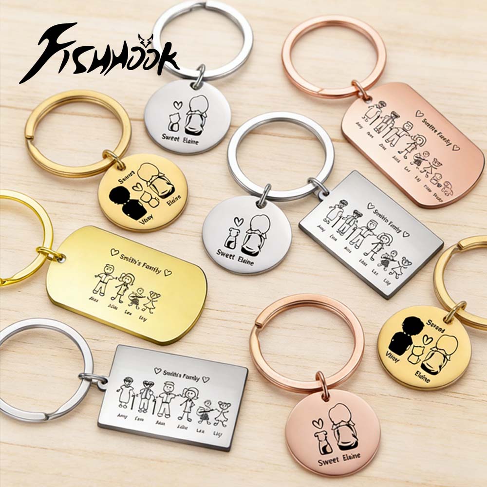 Initial Ring Custom - Family Personalized Keychain Custom Name Key
