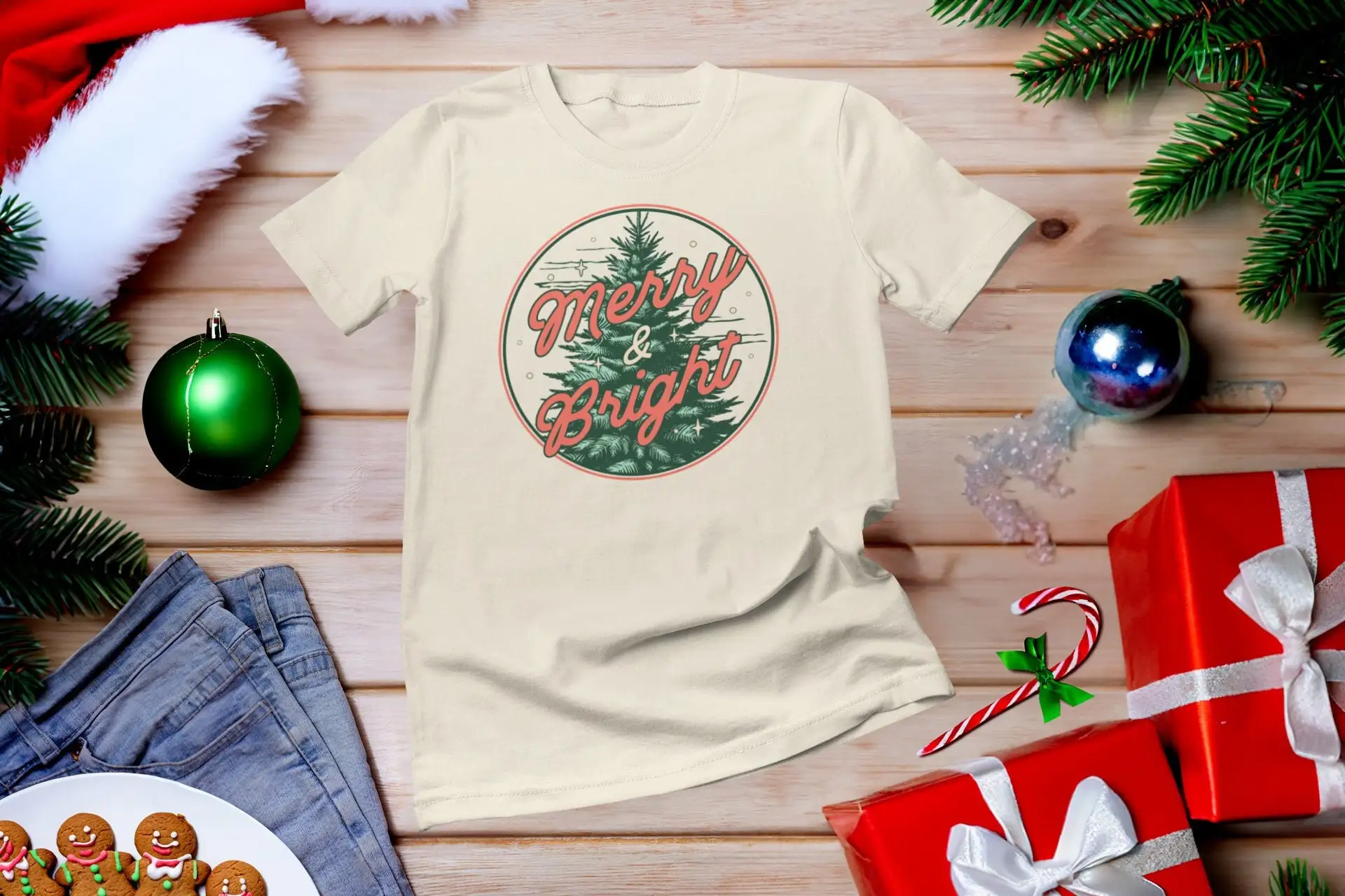 Family Tree Print - Merry and BrighT T Shirt Trees