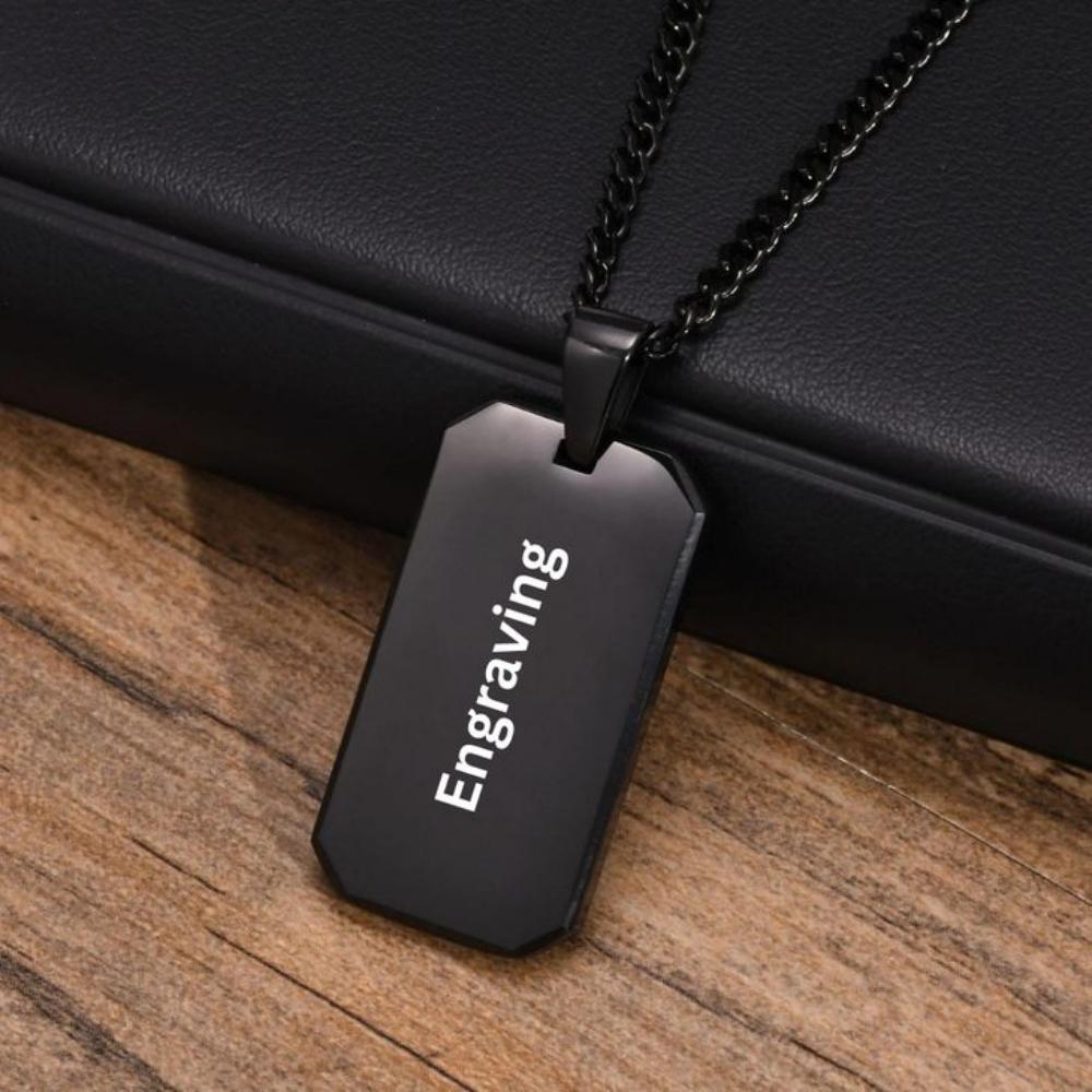 Name Necklace Custom - Custom Engraved Black Onyx Necklace for