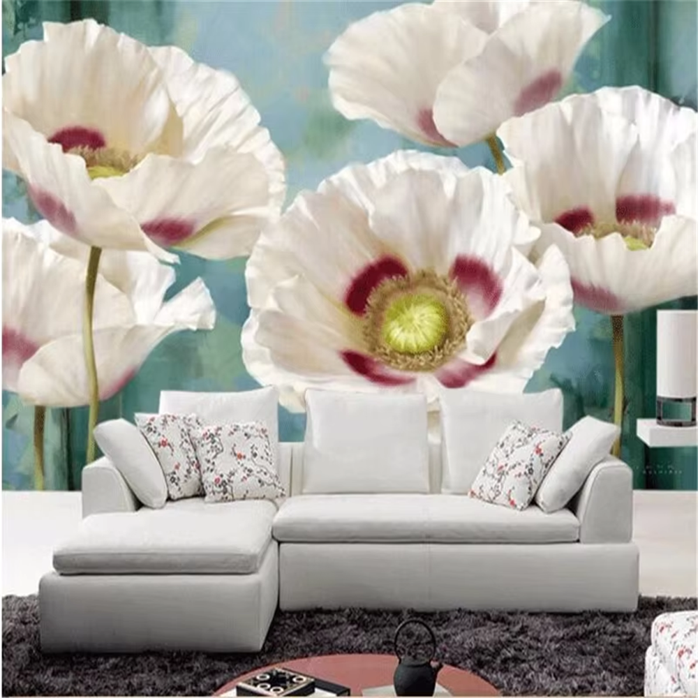 Custom Night Sky - custom White flowers wallpaper stereoscopic television