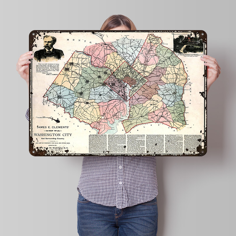 Custom Map Poster - Map of Washington City Printed Poster