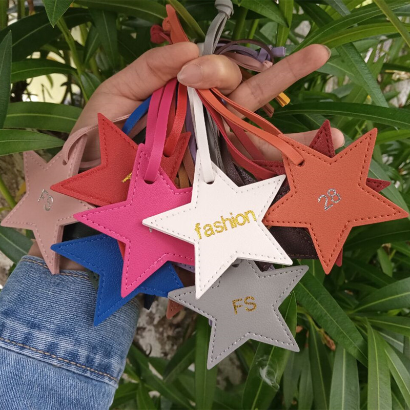 Monogram Keychain Leather - 1PCS Free initials five pointed star
