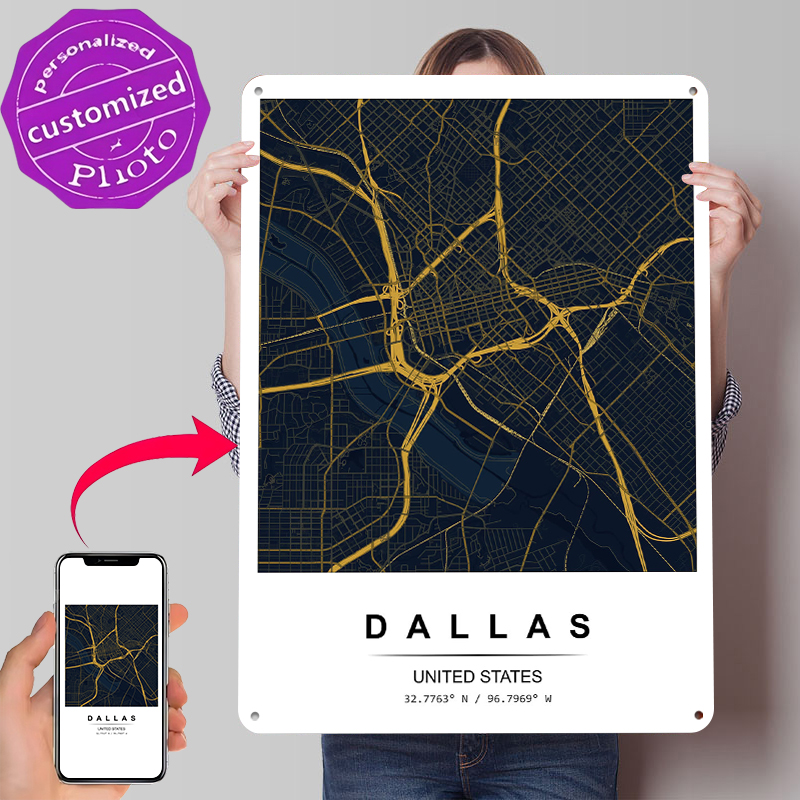 Custom Map Poster - Dallas City Map Art Printed Poster
