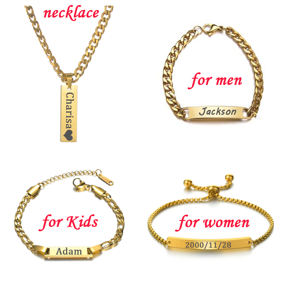 Coordinates Bracelet - Acheerup Engrave Name Bracelet Necklace for