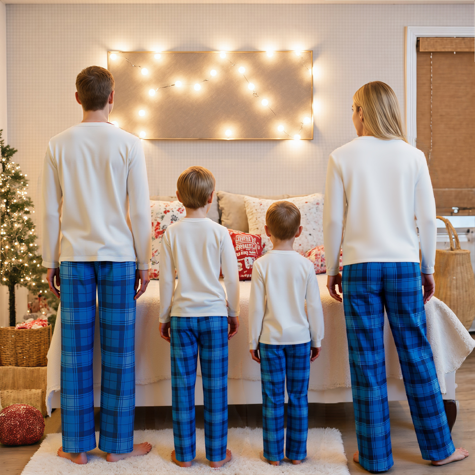 Family Tree Print - Family Matching Christmas Pajamas, Christmas Tree&Letter