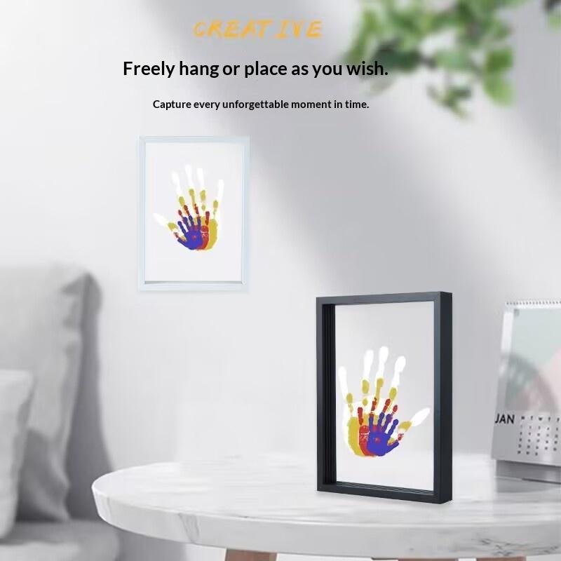 Engraved Wood Frame - 1 Set Family Handprint Photo Frame