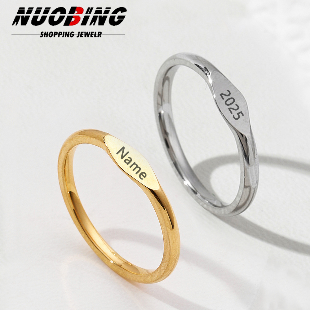 Initial Ring Custom - Personalized customized name ring, gold stainless