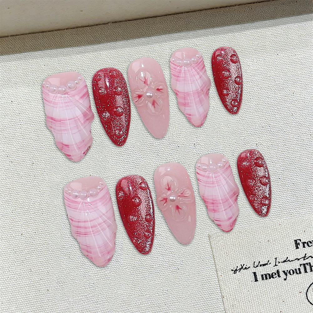 Pressed Flower Art - 10pcs Medium Almond Handmade Press On