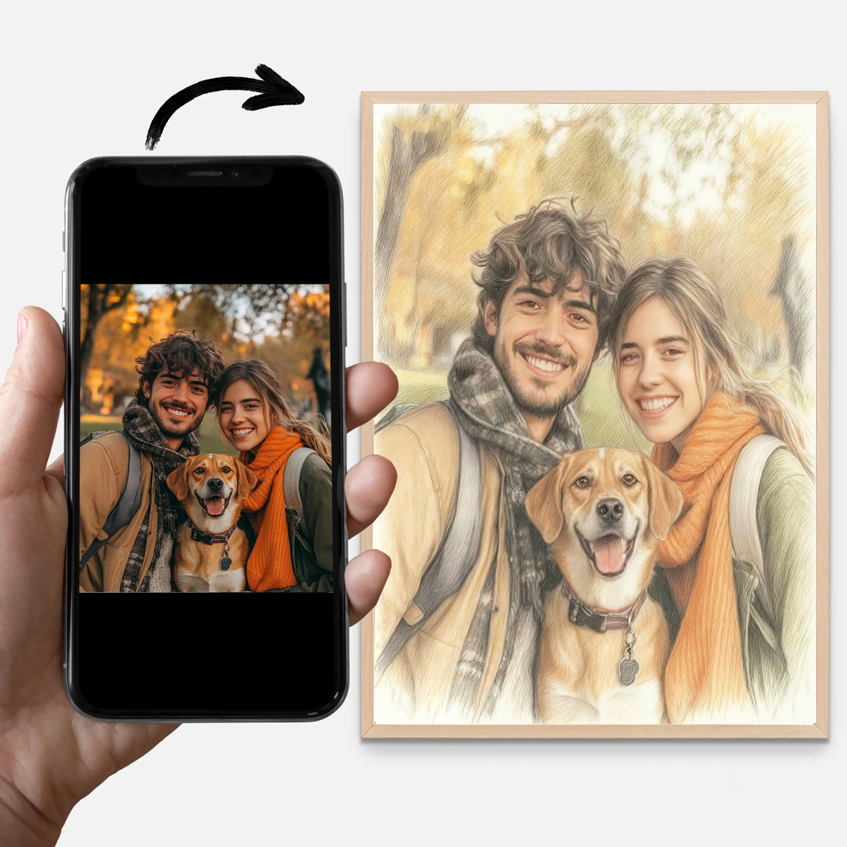 Pet Portrait Custom - Personalized Custom Colored Pencil Style Canvas