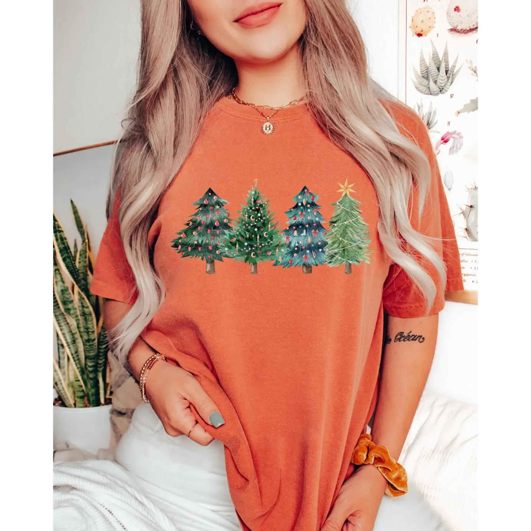 Family Tree Print - Christmas Trees T Shirt Xmas Cute