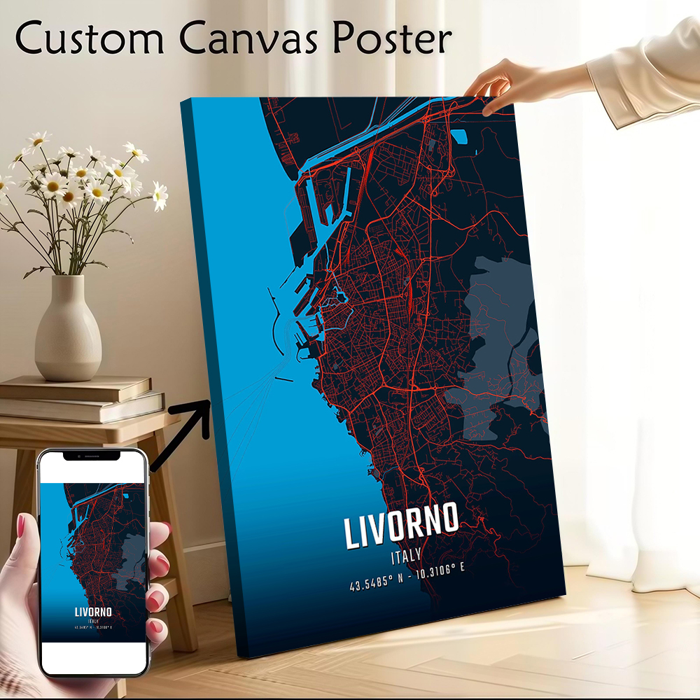Custom Map Poster - Livorno City Map Printed Canvas Poster