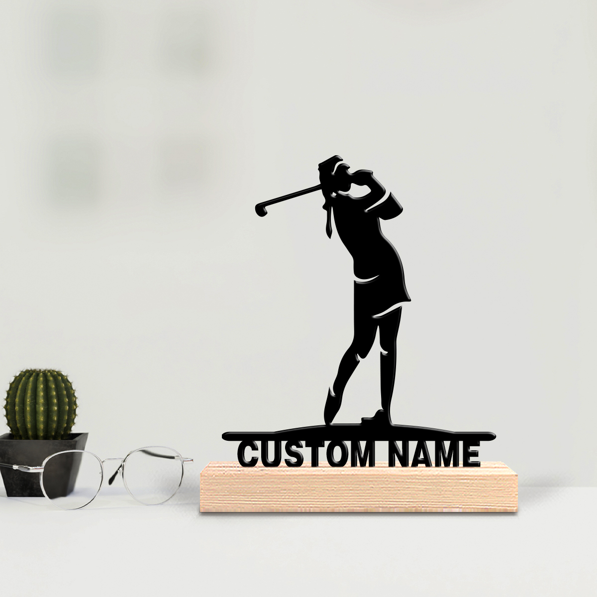 Engraved Wood Frame - 1pc Personalized Custom Golf Metal Statues