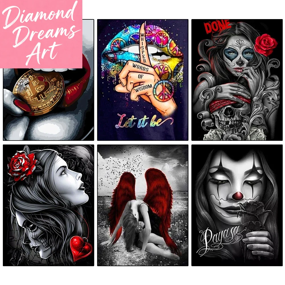 Photo Mosaic Print - Frameless,5D DIY Square/Round Diamond Embroidery Skull