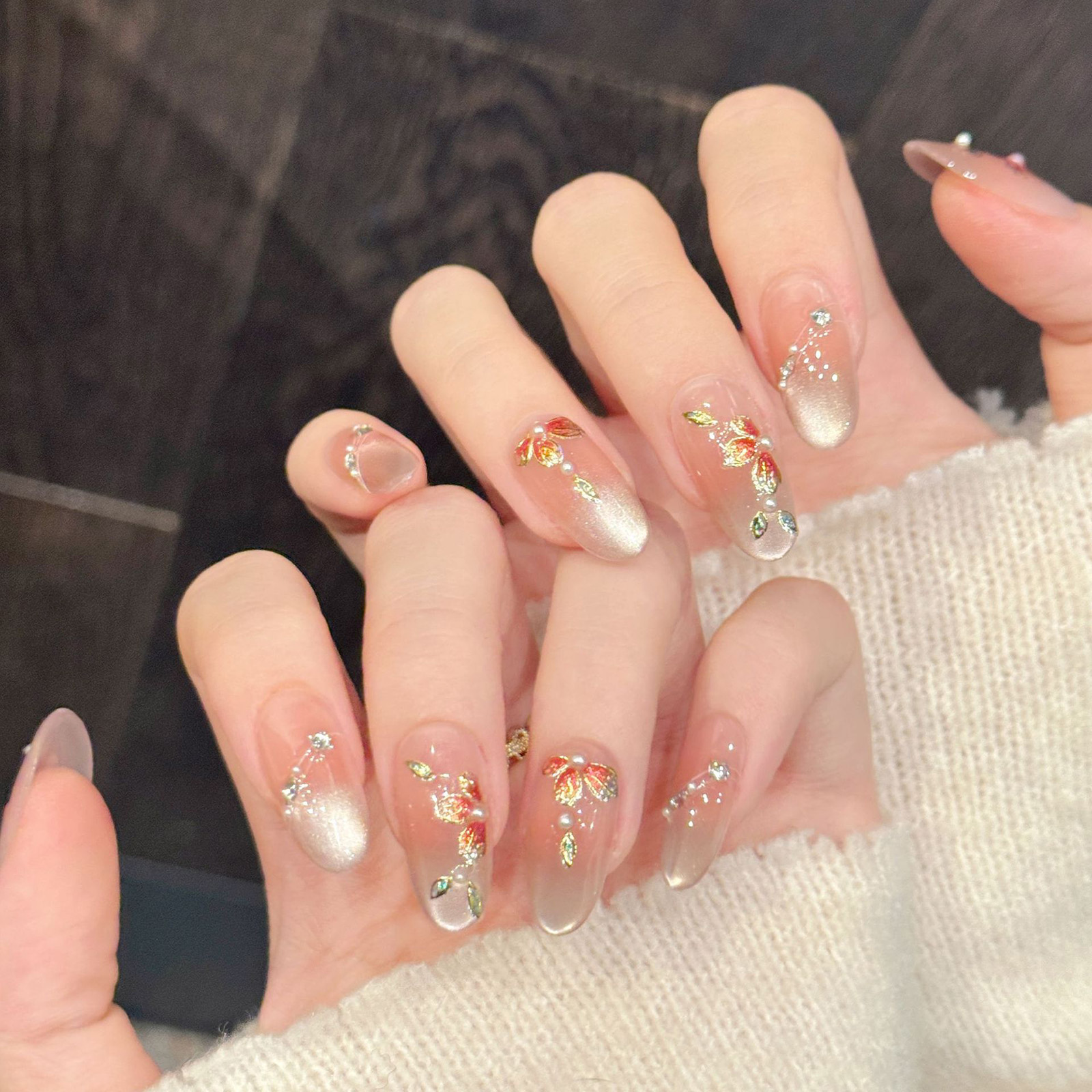 Pressed Flower Art - 10pcs Handmade Fake Nails Press On