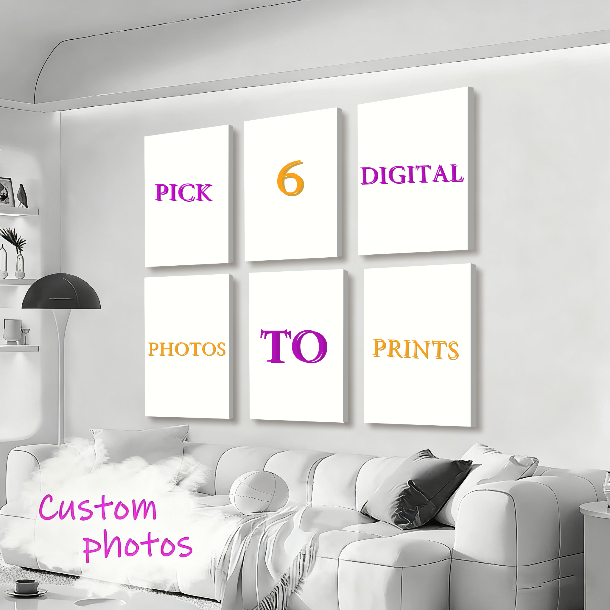 Pet Portrait Custom - 6pcs/set Custom Canvas Prints Photo Wall