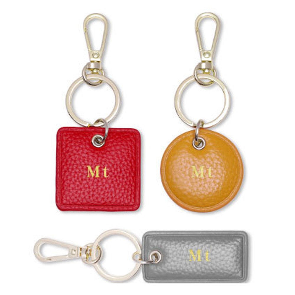 Monogram Keychain Leather - Custom Letters Leather Keychain Monogram Round
