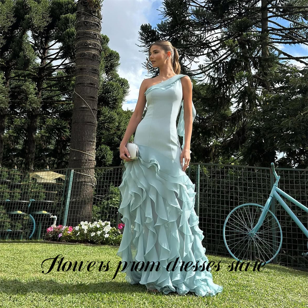 Custom Night Sky - Flowers Sky Blue Party Dress Layered