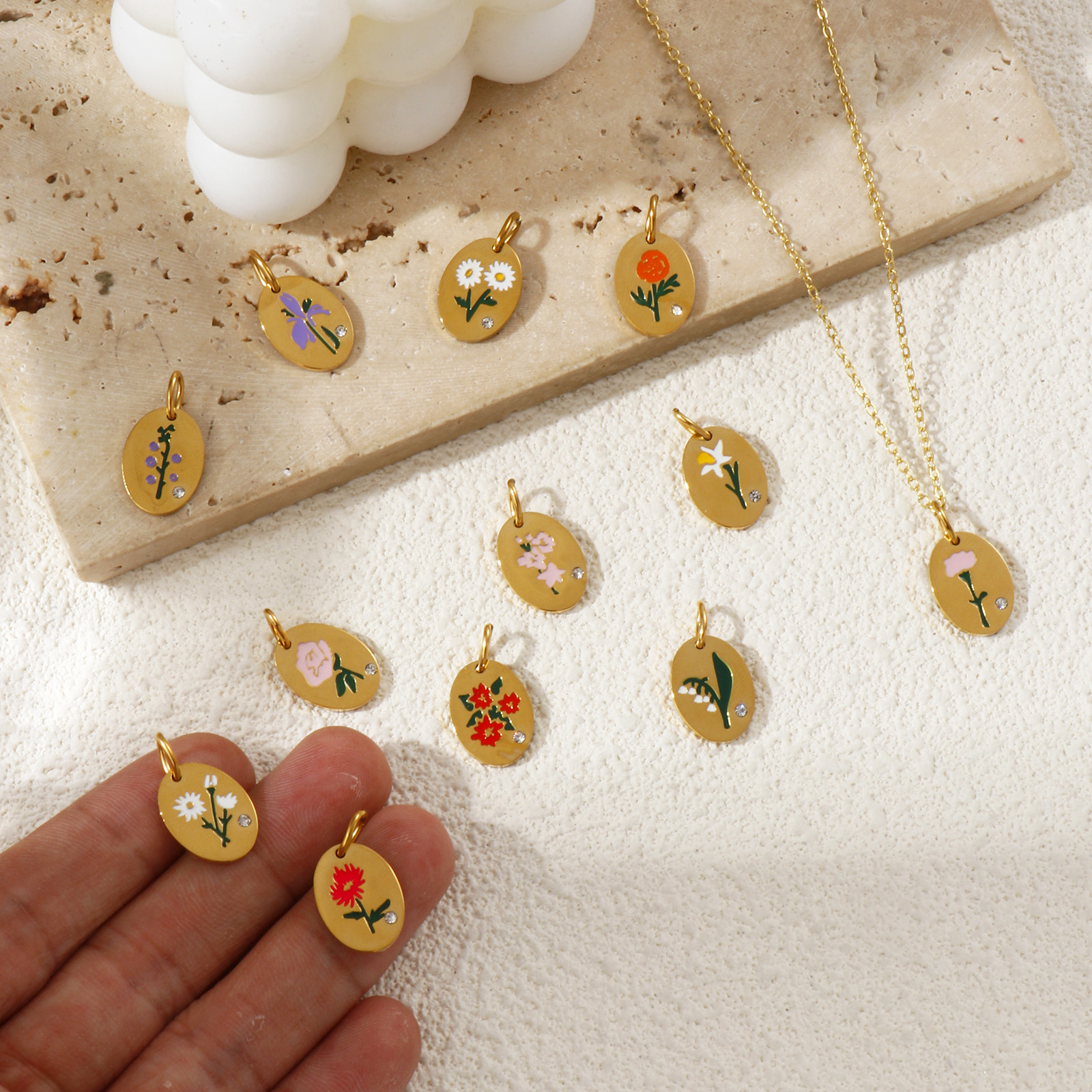 Birth Flower Necklace - 1 Piece 304 Stainless Steel Birth