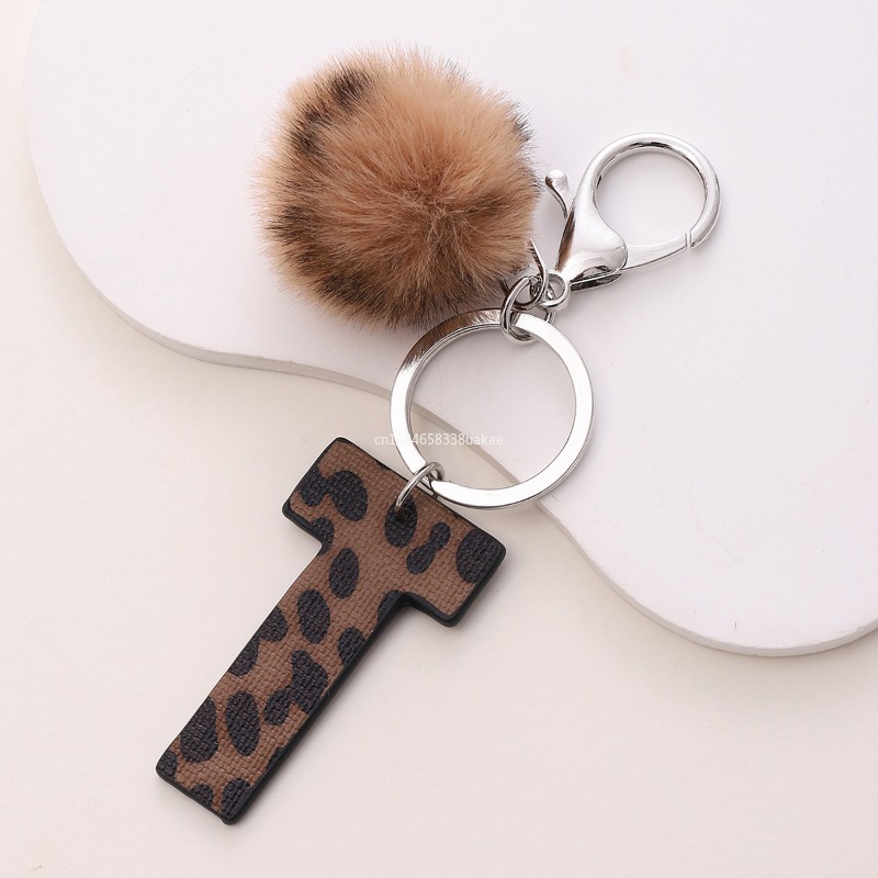 Fashion Leopard English Alphab - Monogram Keychain Leather recension och pris