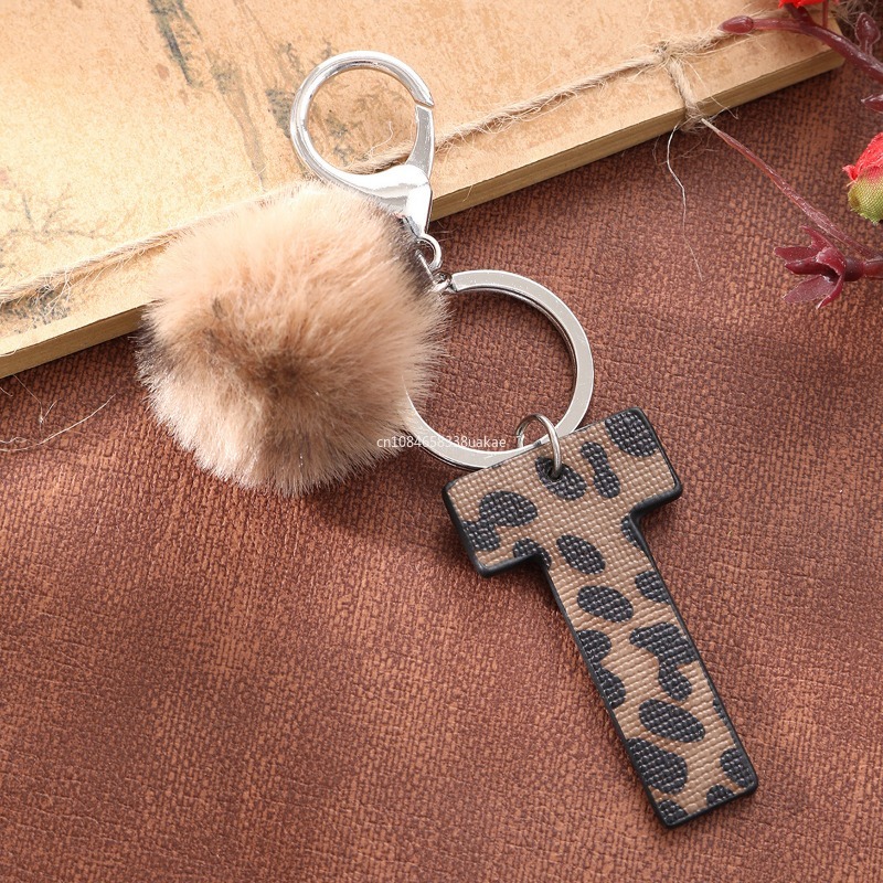 Fashion Leopard English Alphab - Monogram Keychain Leather recension och pris