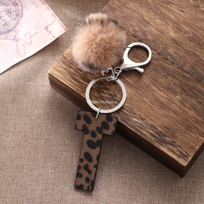 Fashion Leopard English Alphab - Monogram Keychain Leather recension och pris